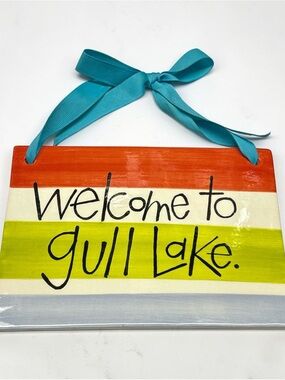 Welcome to Gull Lake Michigan Wall Sign - Teal Ribbon